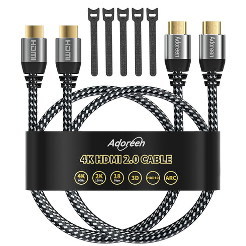 4K HDMI Cable 20 Feet/2 Pack,High Speed 18Gbps Braided HDMI 2.0 Cable