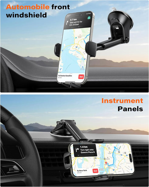APPS2Car Car Phone Holder Mount - Dashboard/Windshield Holder for iPhone, Samsung, All Phones, Black
