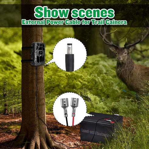 Varbmt 6.5FT, 4.0x1.7mm 4.0x1.7mm Trail Camera Power Cord DC External Power Cable Made for Portable Power Banks, Solar