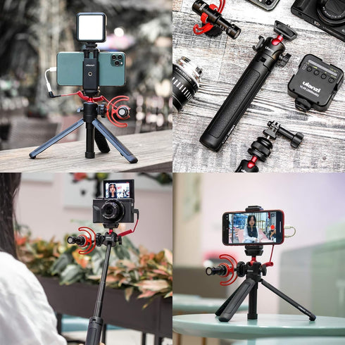 Ulanzi MT-16 Camera Tripod Stand Holder, Mini Tabletop Tripod with Cold Shoe, Travel Tripod for iPhone 12, Canon G7X