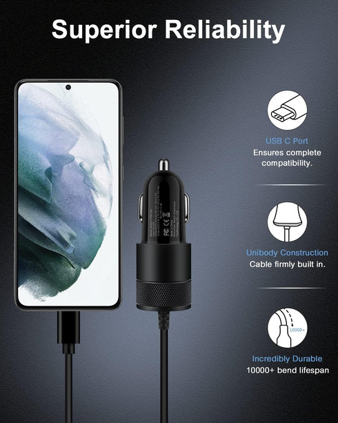 AILKIN Car Charger USB C for Samsung Galaxy, USB Cigarette Lighter Adapter for iPhone 16 Pro, Vehicle Auto Cargador