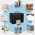 ENGPOW Photo Storage Box with 18 Inner 4" x 6" Photo Case, Fireproof Organizer Box with Lock, Collapsible Portable