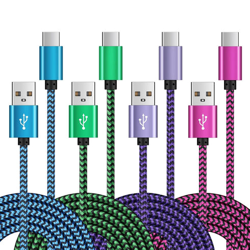 4Pack 6FT Fast USB Type C Cable for iPhone 15, Pro, Samsung Galaxy A55 A35 A15 A54 5G, S24 S23 S23+ Plus Ultra S22 S21