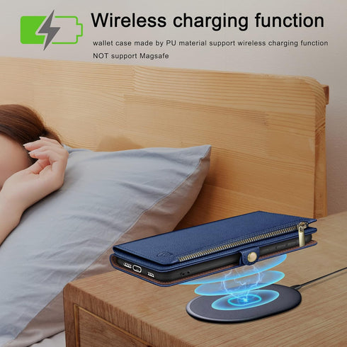 XcaseBar 12/12 6.1" 12 compatible with iPhone Pro Wallet case with Zipper Credit Card HolderRFID Blocking,Flip Folio
