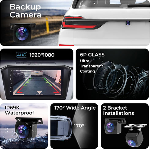 Bzgnl 1080P Car,170 IP69K AHD Backup Camera for Degree Wide Angle Rearview Reversing License Plate Waterproof