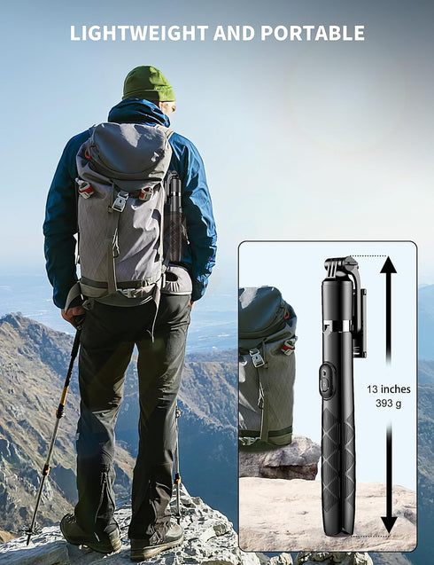 71" Phone Tripod & Selfie Stick, All in One Extendable Cell Phone Tripod with Wireless Remote, Compatible with iPhone &