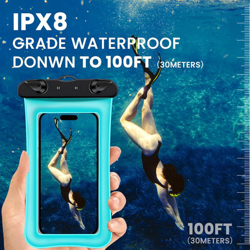 2 Pack Waterproof Floating Phone Pouch, IPX8 Floatable Case with Lanyard Strap for iPhone 15,14,13,12Pro Max Samsung