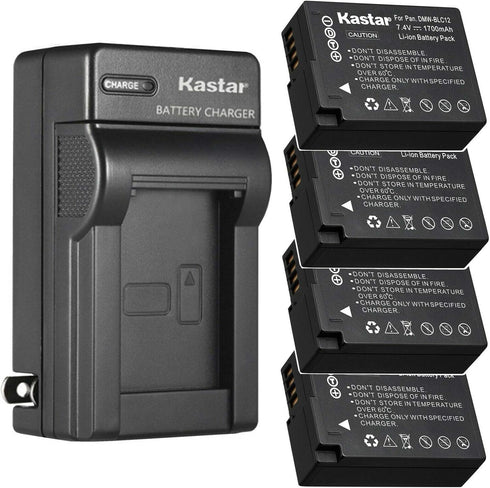 Kastar 4-Pack Battery and AC Wall Charger for Leica BP-DC12 Battery, BC-DC12 Charger, V-Lux 4, V-Lux 5, Q Camera