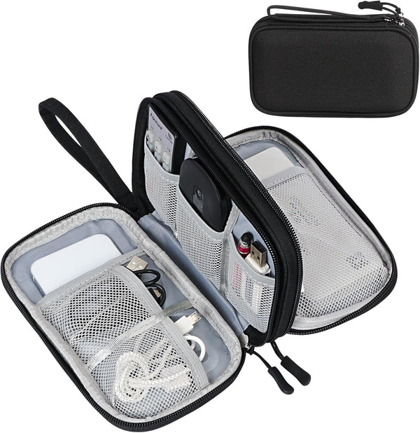 FYY Portable Electronic Organizer Bag - Waterproof Double Layers Storage Case for Cables, Chargers, Phone, Earphones