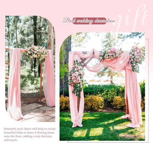 Wedding Arch Draping Fabric, 1 Panel 28"x20ft Pink Chiffon Drapes for Ceremony Decorations