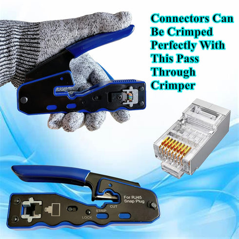 100-Pack RJ45 Pass Through Connectors, Cat6 Cat6A Shielded Ends for 23AWG Solid Wire and Standard Cable