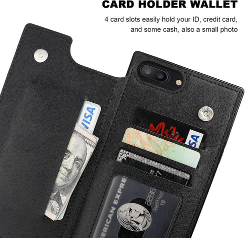 Bocasal Crossbody Wallet Case for iPhone 7 Plus/8 Plus, Credit Card Holder with Detachable Strap
