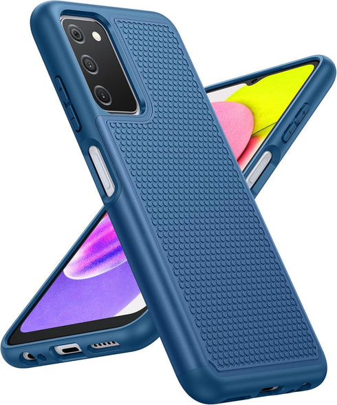 BNIUT Dual Layer Shockproof Case for Samsung Galaxy A03s, Rugged Heavy Duty Cell Phone Cover - Blue Navy
