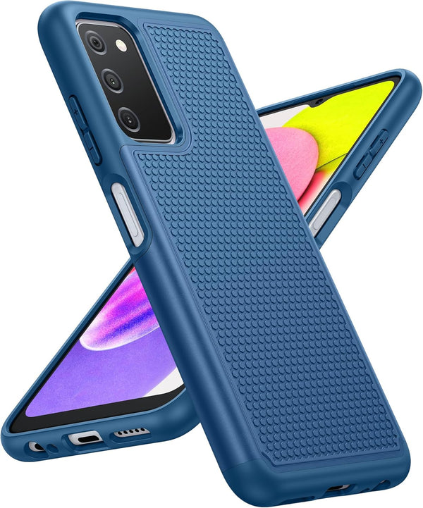 BNIUT Dual Layer Shockproof Case for Samsung Galaxy A03s, Rugged Heavy Duty Cell Phone Cover - Blue Navy