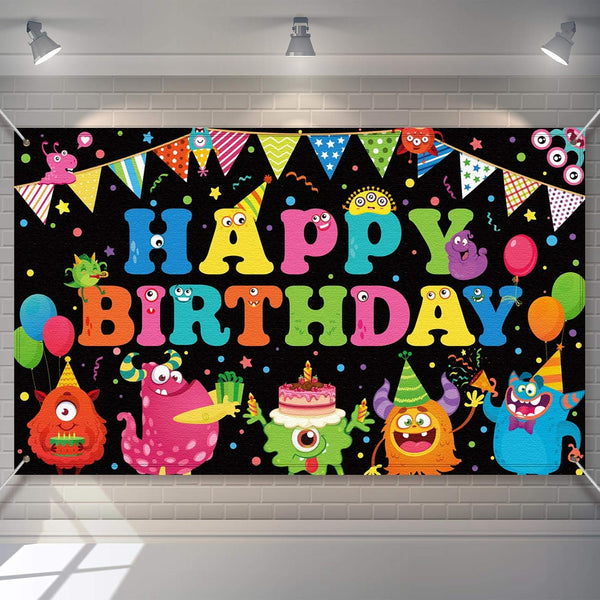Birthday Backdrop, Happy Birthday Party Photography Background Banner, Cake Table Banner for Baby Shower