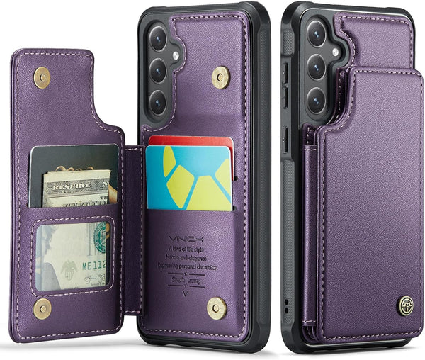 Samsung Galaxy S24 Case with Card Holder, Wallet Case for Women Men with RFID Blocking, Durable Kickstand Shockproof
