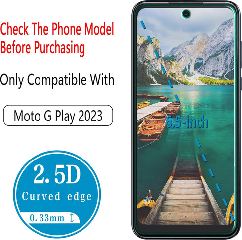 Motorola Moto G Play (2023) Tempered Glass Screen Protector - 2 Pack, Anti-Scratch, Bubble-Free Protection
