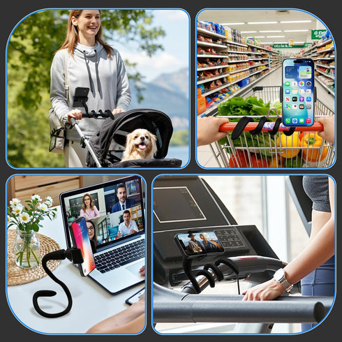 Masansan 16.5 Phone Holder for Treadmill, Stroller, Shopping Cart, Desk, Portable Gooseneck Long Arm Phone Mount
