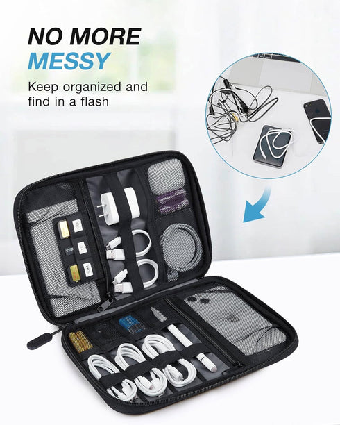 BAGSMART Large Electronics Travel Organizer Case, Tech Accessories Cord Storage Bag for Phone, Power Bank, SD Card
