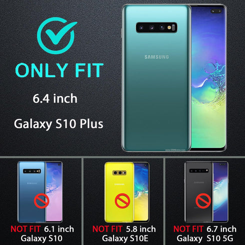 Military Grade 3 in 1 Heavy Duty Case for Samsung Galaxy S10 Plus, with 2Pcs Self Healing Flexible TPU Screen Protector