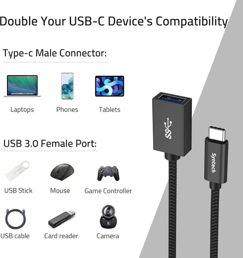 Syntech USB C to USB Adapter, 2 Pack - USB Type C to USB, Thunderbolt 3 to USB Female Adapter, Compatible with iPhone