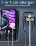 5 in 1 Fast Charging Retractable Car Charger, Cigarette Lighter Splitter with 2.6ft Cord, Dual USB Ports, 2 Sockets