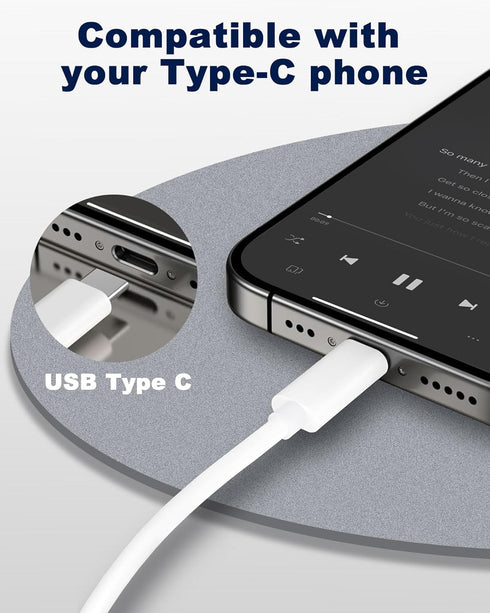 AUX to USB C, USB Type C to 3.5mm Audio Aux Headphone Jack Cable for Car Speaker Compatible with iPhone 15 Pro