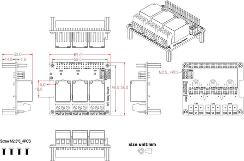 Electronics-Salon RPi Power Relay Board Expansion Module, for Raspberry Pi A+ 3A+ B+ 2B 3B 3B+ 4B