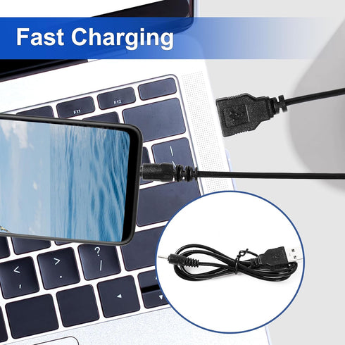 uxcell USB Replacement Charger Cable, Fast Charging Cord, DC 2mm Small Pin, 70cm, Black