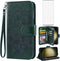 Asuwish Wallet Case for Samsung Galaxy S23 Ultra 5G - Dark Green, 6.8" with Tempered Glass Protector & Flip Card Holder.