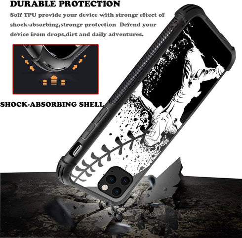CARLOCA iPhone 12 Mini Case, Baseball Catcher at Home Pattern Design, Shockproof Anti-Scratch for Boys
