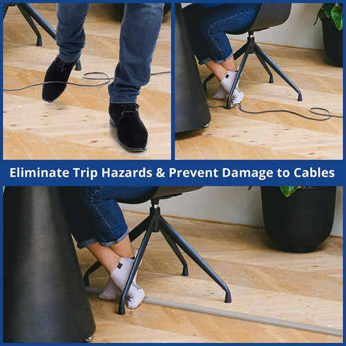Floor Cord Cover 4ft, Gray Cable Management Cover, Prevent Cable Trips, Wire Protector for Electric Power Cords