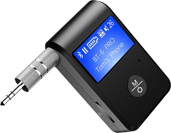 ZIIDOO Bluetooth Car Adapter, Aux Adapter 5.0 with Display Screen, Portable Receiver with DSP/CVC Noise Cancellation