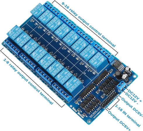 SainSmart 16-Channel Relay Module Board for Arduino, DSP, AVR, PIC, ARM, 12V