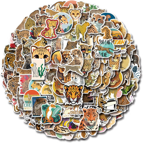 160 Pcs Cheetah Print Stickers Animals Vinyl Waterproof Graphic Decal Leopard Sticker for Phone Skateboard Laptop Stickers, Bulk Sticker Packs for Boys Girls Teens Adults by QIWENGO