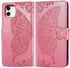 Women Flip Folio Cover for iPhone 11 Wallet Case, Butterfly Embossed PU Leather with Credit Card Holder Slots, Magnetic