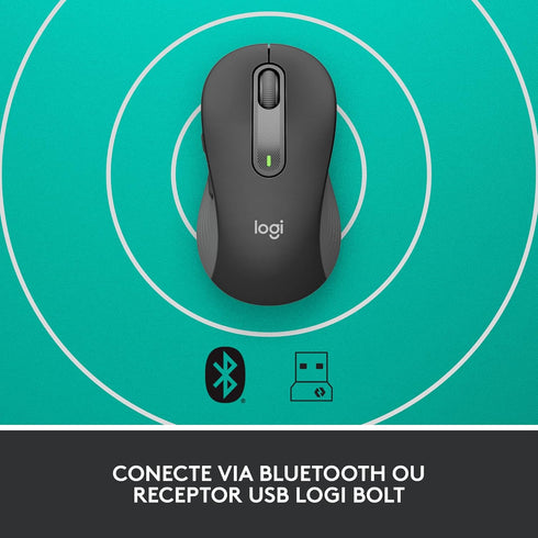 Logitech Signature M650 L Full Size Wireless Mouse, 2-Year Battery, Silent Clicks, Bluetooth, Graphite
