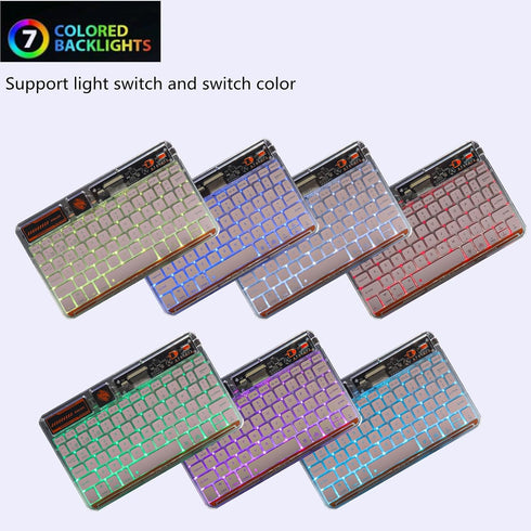 Slim Portable Wireless Bluetooth Keyboard, 10 Inch, 7 Colors Backlit, Rechargeable for Android Tablet, Smartphone,