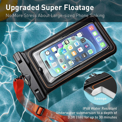 Marine IP68 Waterproof Phone Pouch - Floating Waterproof Dry Bag Compatible for iPhone 15 14 13 12 Pro Max Plus Up to