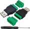 USB 2.0 A Screw Terminal Block Adapter, Female to 5 Pin/Way Female Bolt Screw Shield for Charging and Data Transfer