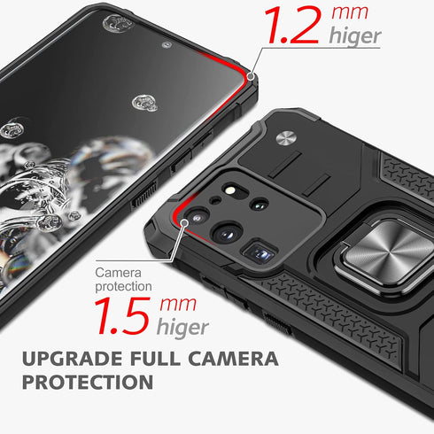 Anqrp Galaxy S20 Ultra Case, Military Grade Protective Phone Cover with Enhanced Metal Ring Kickstand