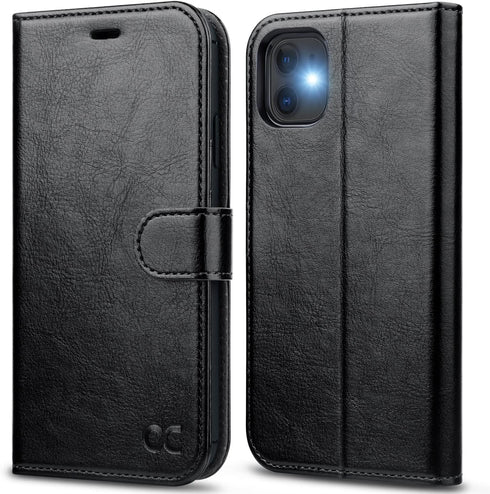 OCASE iPhone 11 Wallet Case with Card Holder - PU Leather Flip Case with Kickstand, TPU Shockproof Cover