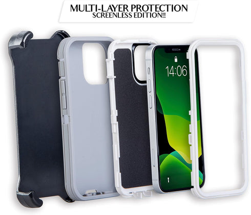 WallSkiN Case for iPhone 12 Mini (5.4"), Heavy Duty Full Body Military Grade Drop Protection Holder