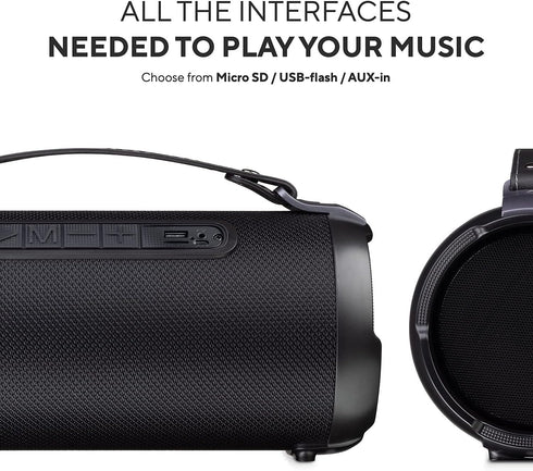 Tyler Wireless Bluetooth Speaker, Water Resistant Boombox with Long Range 300 Watt, USB MP3 Micro SD AUX Inputs -