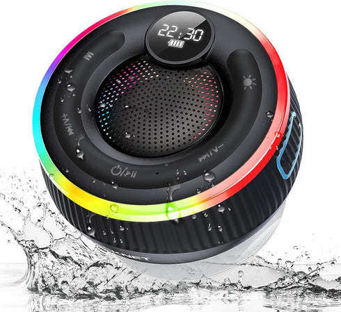 TECKNET Bluetooth Shower Speaker, IPX7 Waterproof Portable Wireless Speaker with RGB Light, BT