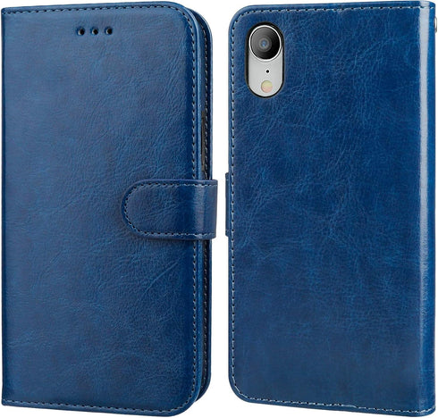 Bocasal iPhone Xr Wallet Case - PU Leather Magnetic Detachable Kickstand with Card Holder, Blue