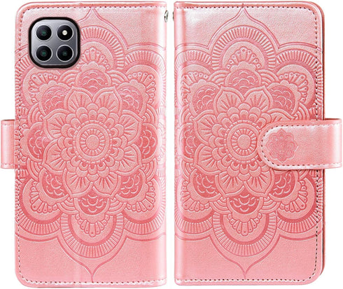 Asuwish Wallet Phone Case for Boost Mobile Celero 5G Plus 7 inch 2023, Flower Leather Flip with Tempered Glass
