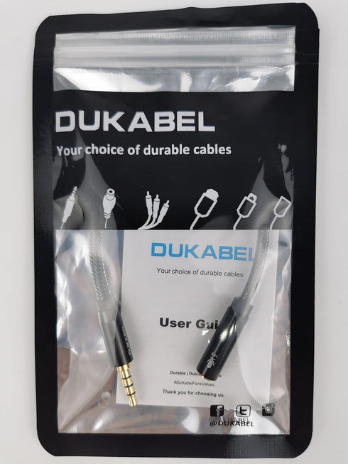 DUKABEL DC4 3.5mm TRS to TRRS Adapter Cable, Microphone Audio Adapter for Smartphone, PS4, Tablet, Laptop