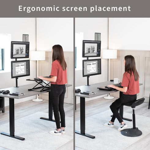 VIVO Dual Vertically Stacked Monitor Desk Mount, Adjustable Stand for 2 Ultrawides up to 34 inches
