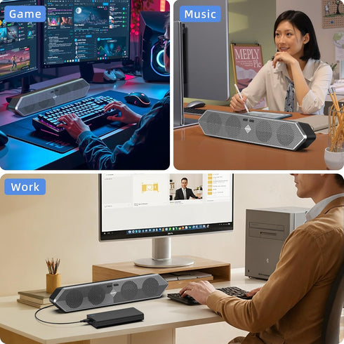HPSWUW PC Speaker for Computer, Wired USB Powered Bluetooth Computer Speakers with Stereo Clear Sound, Gaming Speakers